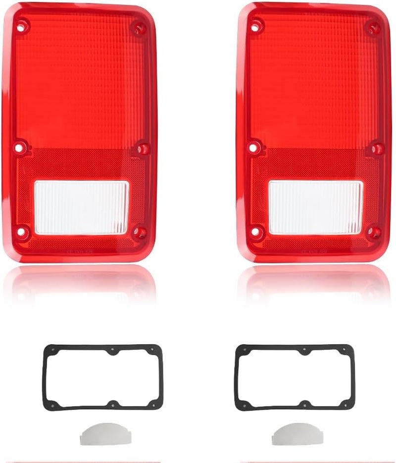 MOTRUM Tail Light Lens Compatible with 1978-1993 Dodge Truck Van, [DOT] [IP67 Waterproof] Tail Lamp Lens (Left + Right), Replace OEM #4057973 4057972 | CH2808102 CH2809102, 1 Pair, Red Lens - Image 1